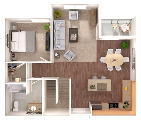 1 bedroom1  bathroom B Jackson Lower Floor Floorplan with 1795 square feet at Discovery Heights, Issaquah, Washington